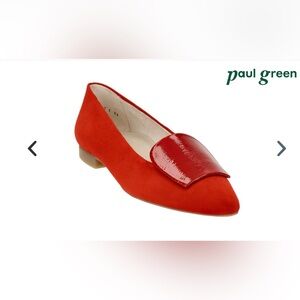 Paul Green Red Pointed Toe Slip-On Balerina Flats Worn Once Size 5(37,5 US)